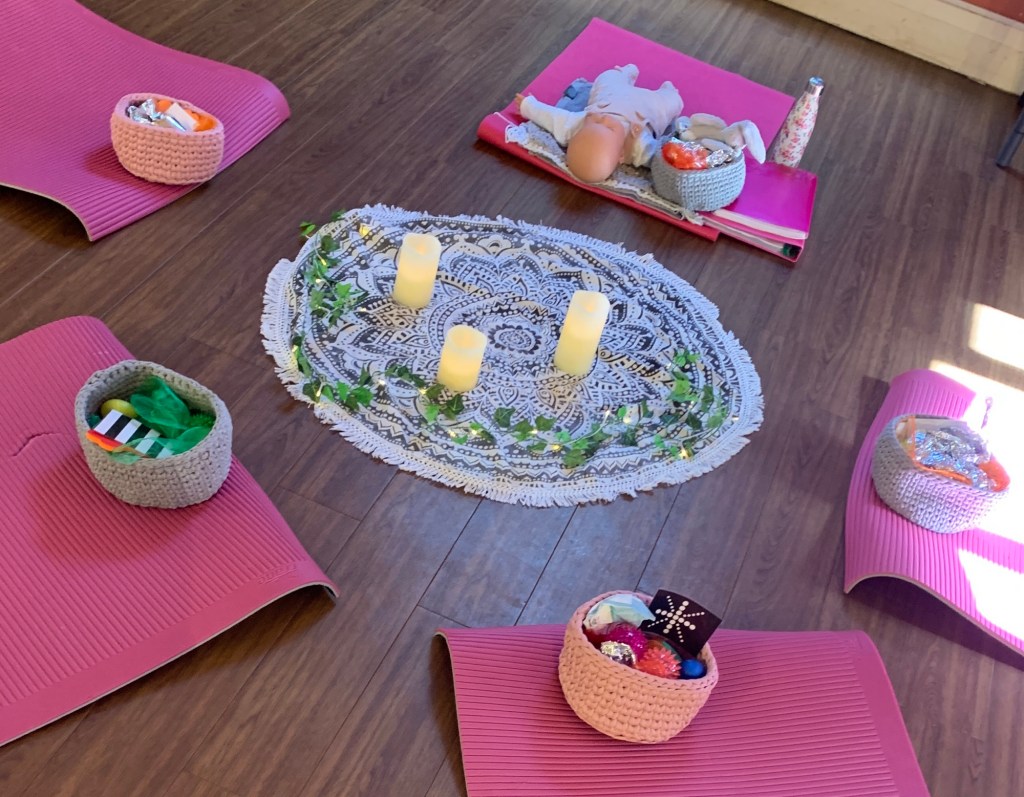 A photo of one of my baby class setups